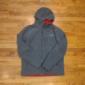 The North Face Apex Bionic 2 Hooded Jacket Men's L Soft Shell Windwall Gray Red